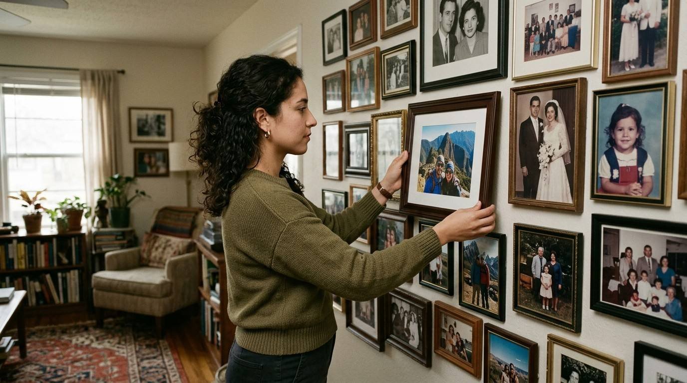 Homeowner-Rearranging-Framed-Photo-Let-Go-of-the-Past