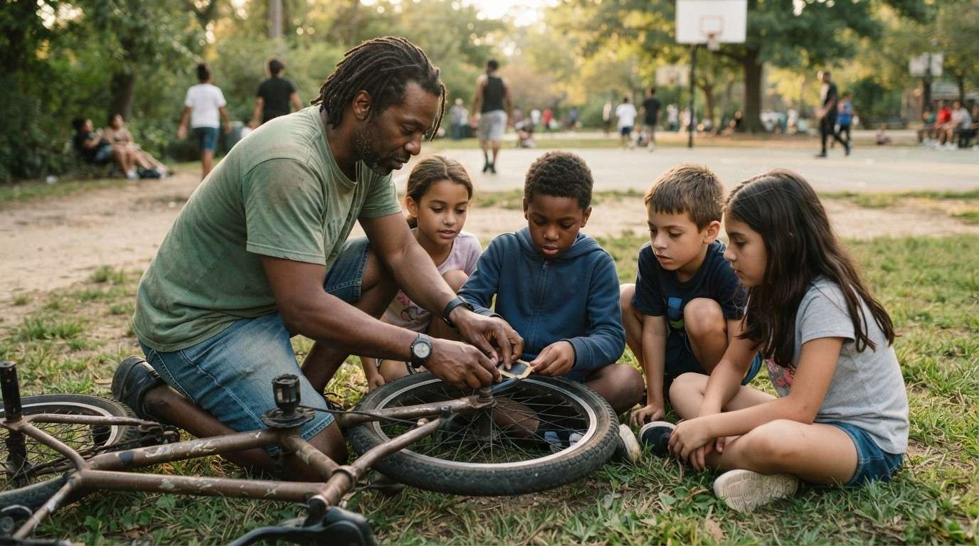 Life Purpose: The Only Thing That Actually Holds When Uncertain Times Hit 2 Man-Teaching-Children-Bicycle-Repair-Life-Purpose