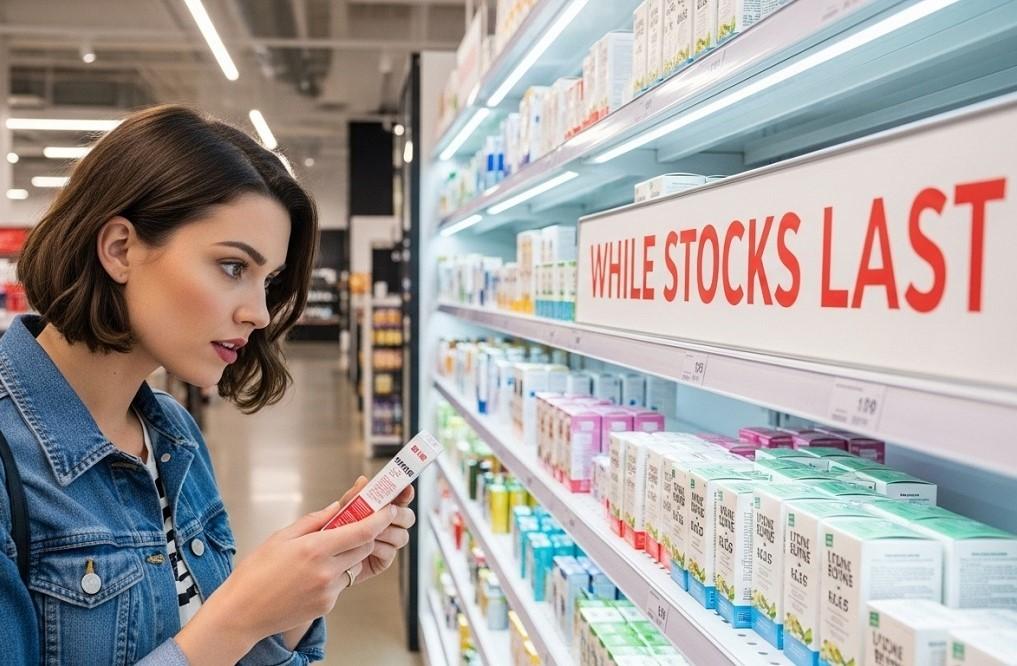 Shopper-looking-at-item-on-shelf