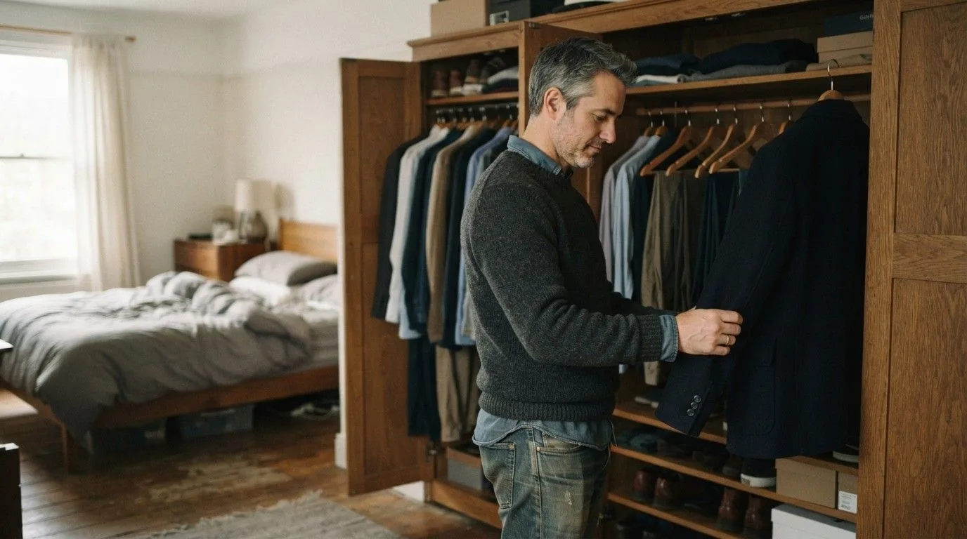 Man-Standing-in-Wardrobe-Letting-Go
