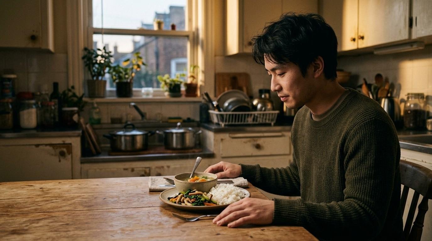 Mindful Eating: The Hidden Cost of Eating on Autopilot 1 Man-Sitting-at-Kitchen-Table-Mindful-Eating
