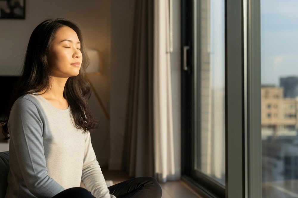 Woman-by-window-mindfulness-manage-stress