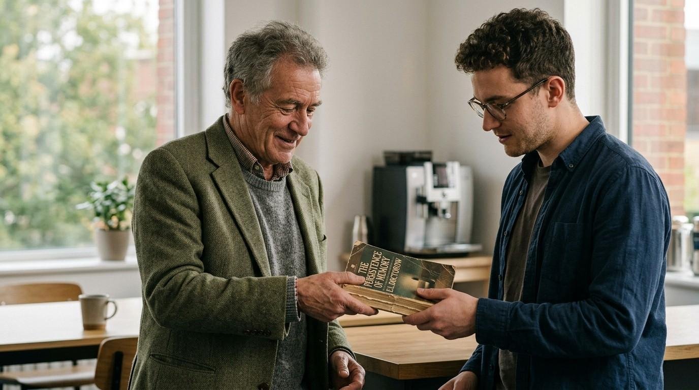 Man-Handing-Book-to-Colleague-Abundance-Mindset