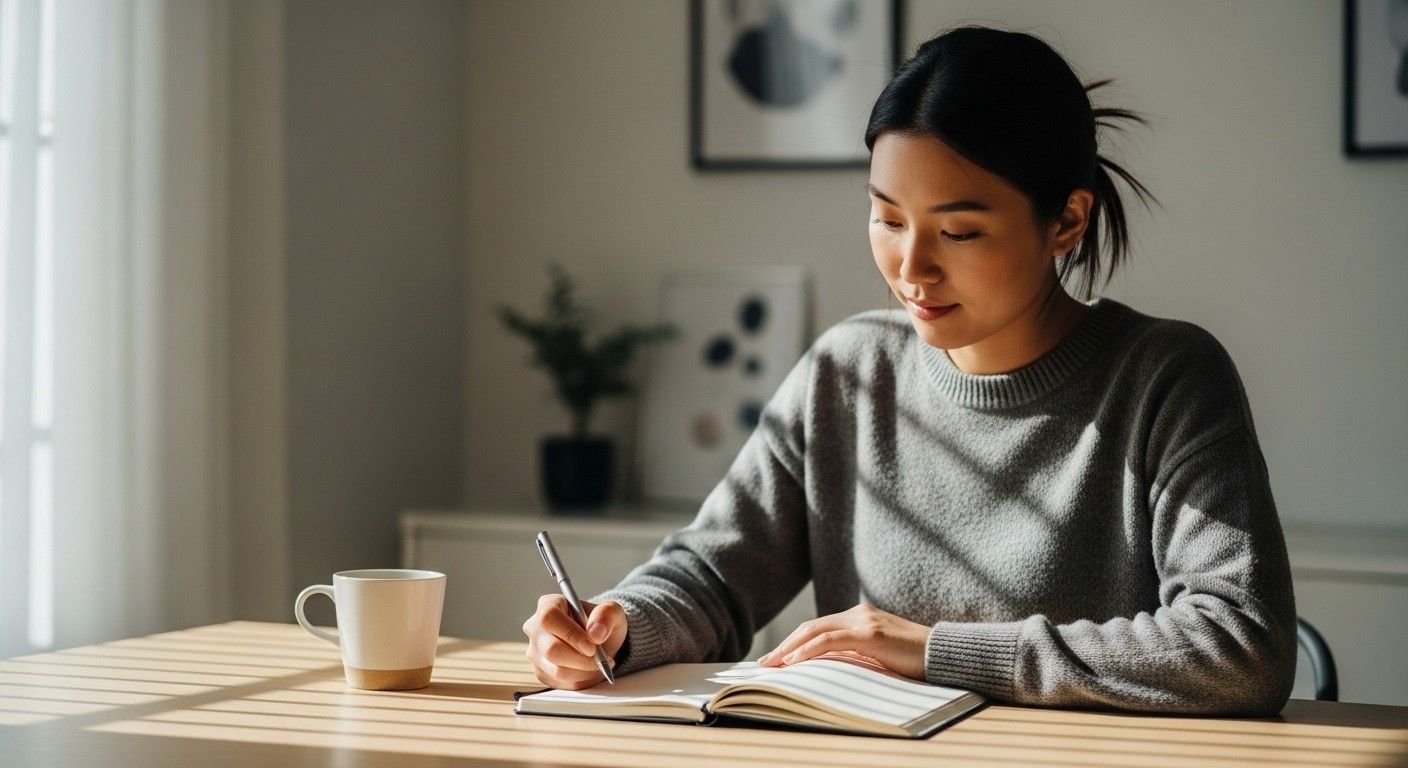 Woman-Sitting-at-Workspace-Journaling-Holistic-Health