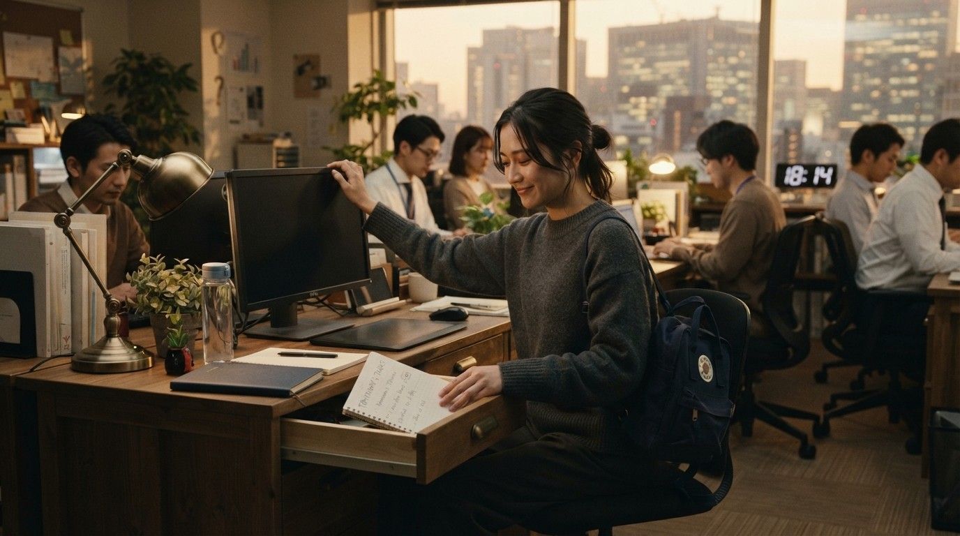 Office-Employee-Shutting-Down-Computer-Happy-Life