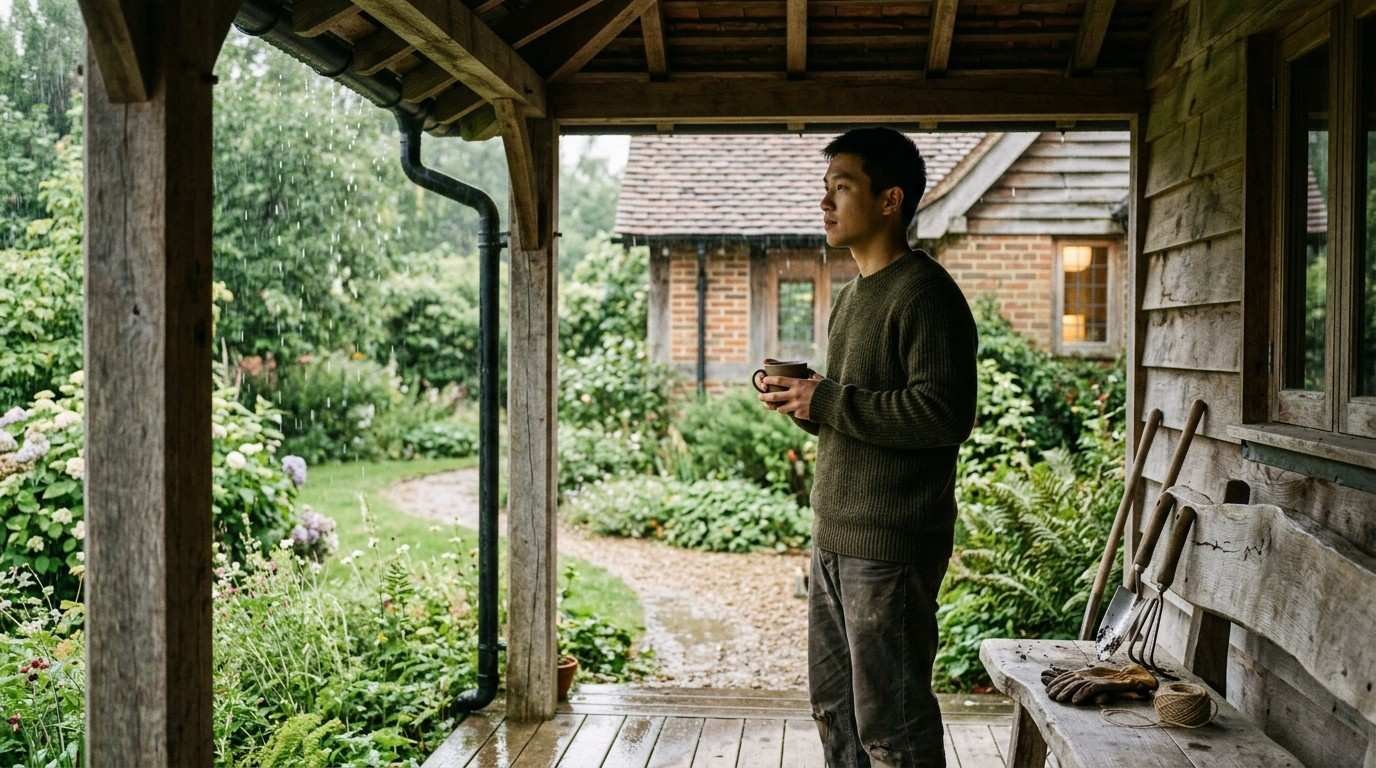 The 3-Foot World: Finding Inner Peace in the Only Space You Own 2 Man-Watching-Rain-In-Garden-Inner-Peace