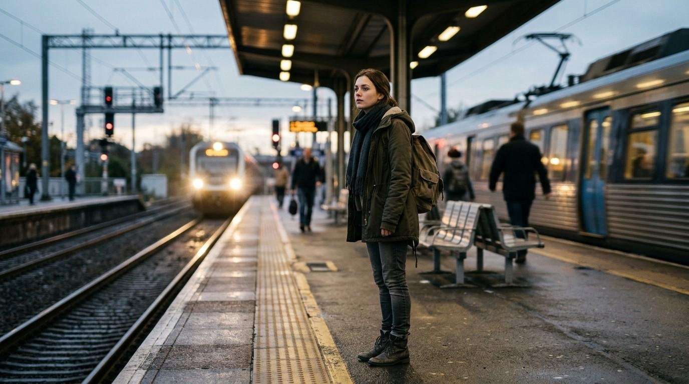 Breadcrumbing-Commuter-Waiting-On-Railway