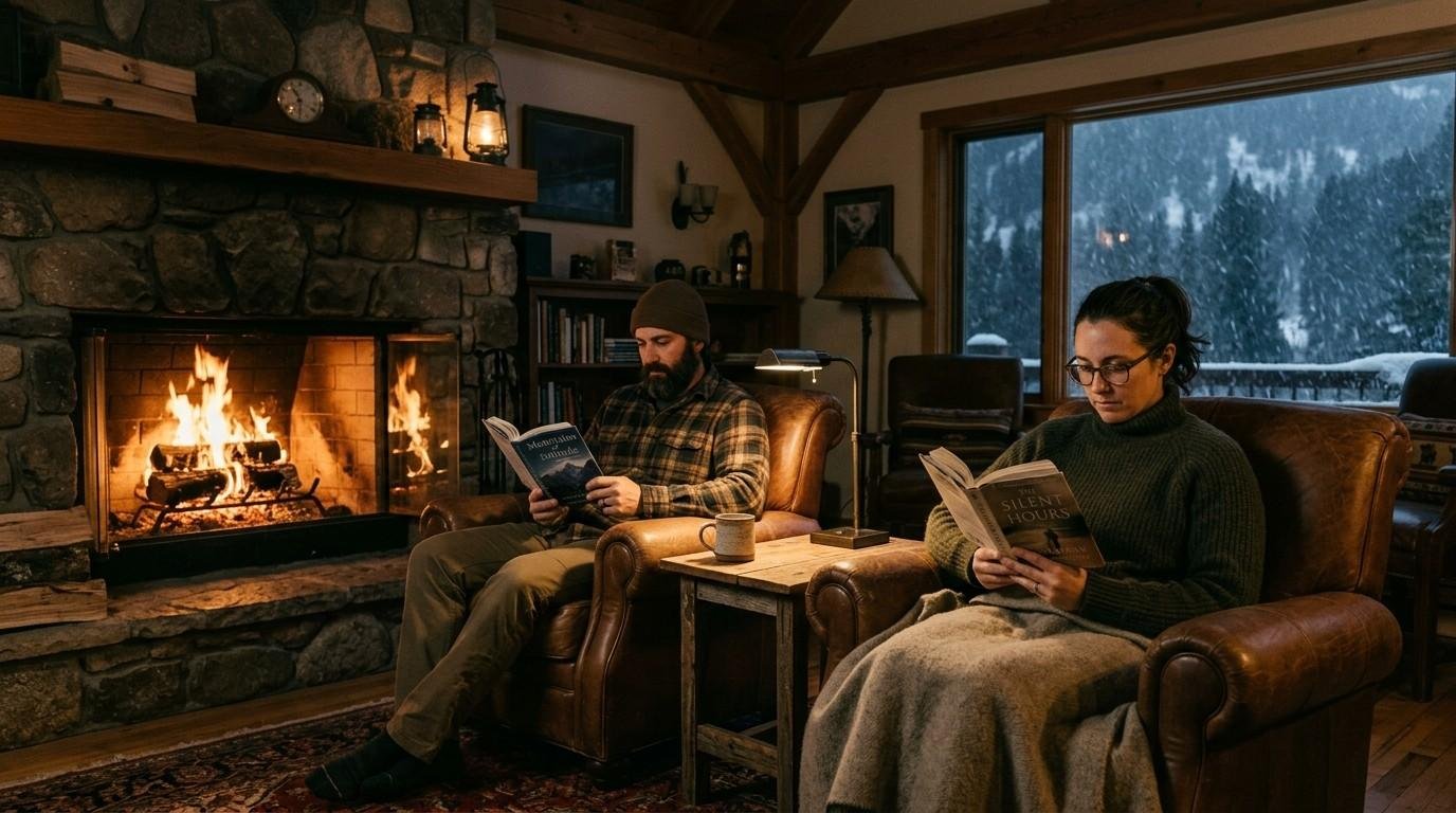 Couple-Reading-By-Fireplace-Cuffing-Season