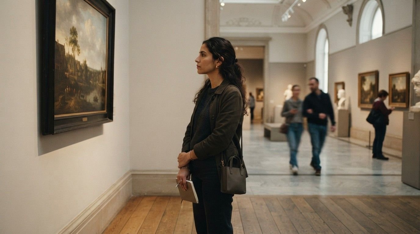Woman-Studying-Artwork-in-Museum-Mental-Clarity