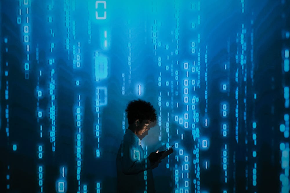 Person-Standing-in-Projection-of-Zeros-and-Ones
