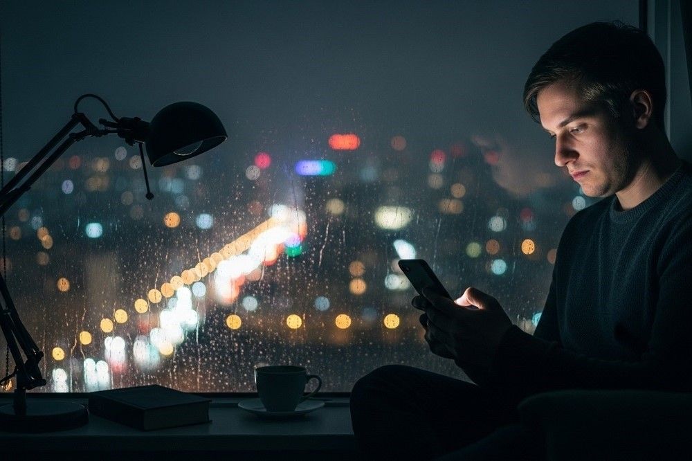 Man-By-Window-with-phone-self-image