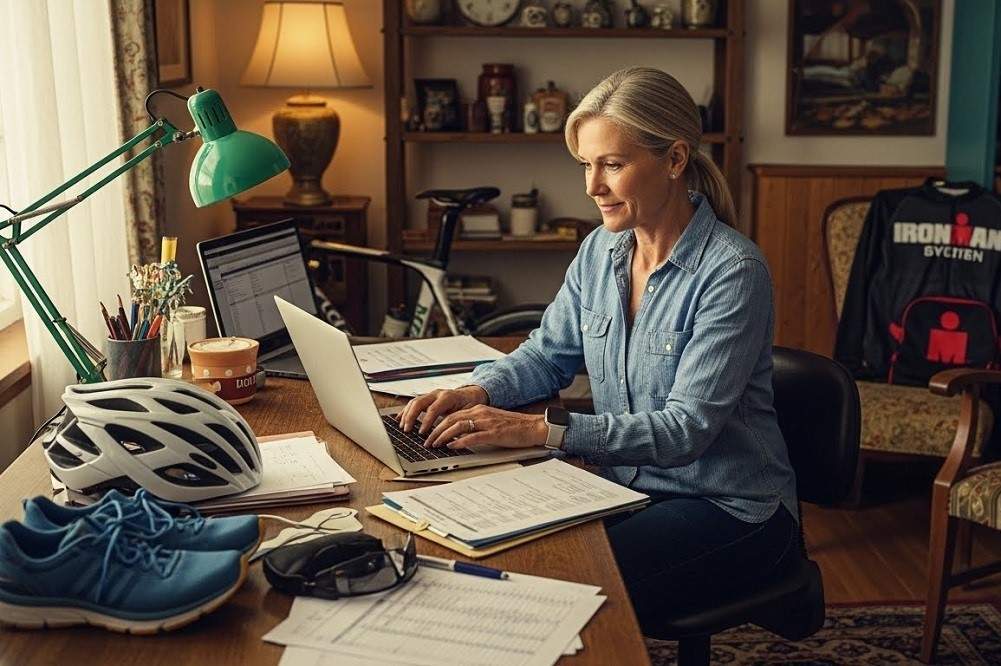 Confident-woman-at-home-office-desk-locked-in