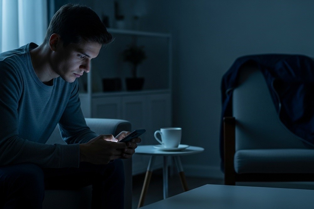 Man-Alone-Staring-At-Phone