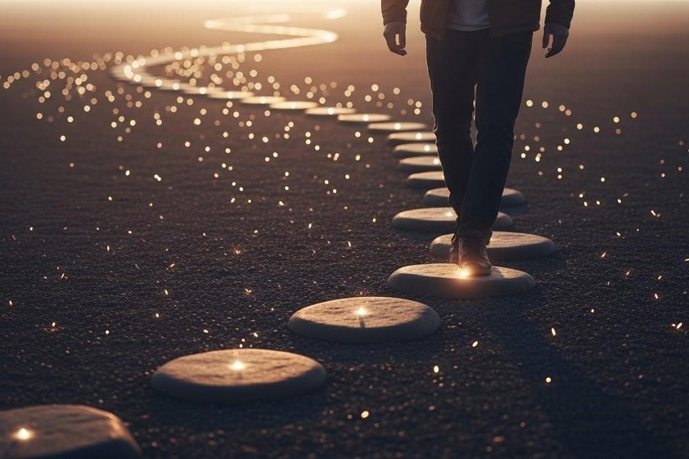 Man-Walking-Tiny-Stepping-Stones-Success-Secret