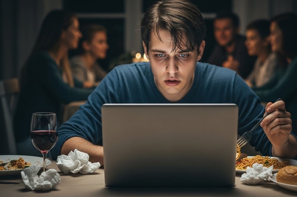 Man-sitting-at-table-with-laptop