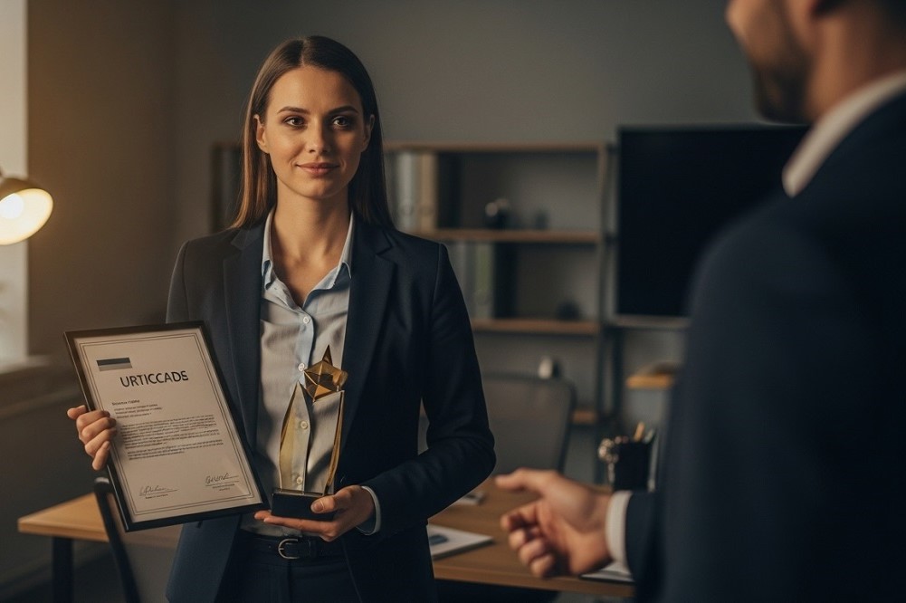 Professional-Woman-Holding-An-Award
