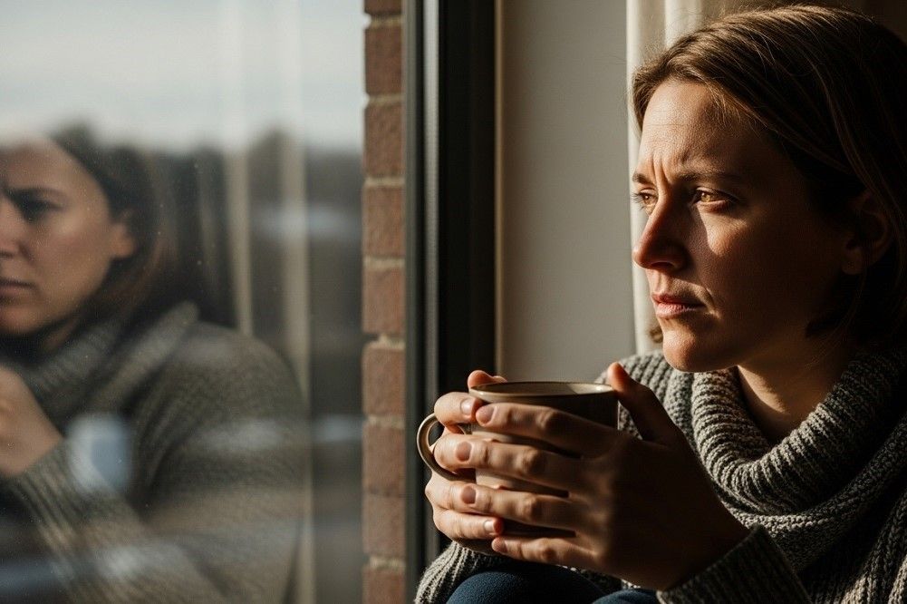 Woman-Holding-Cup-By-Window