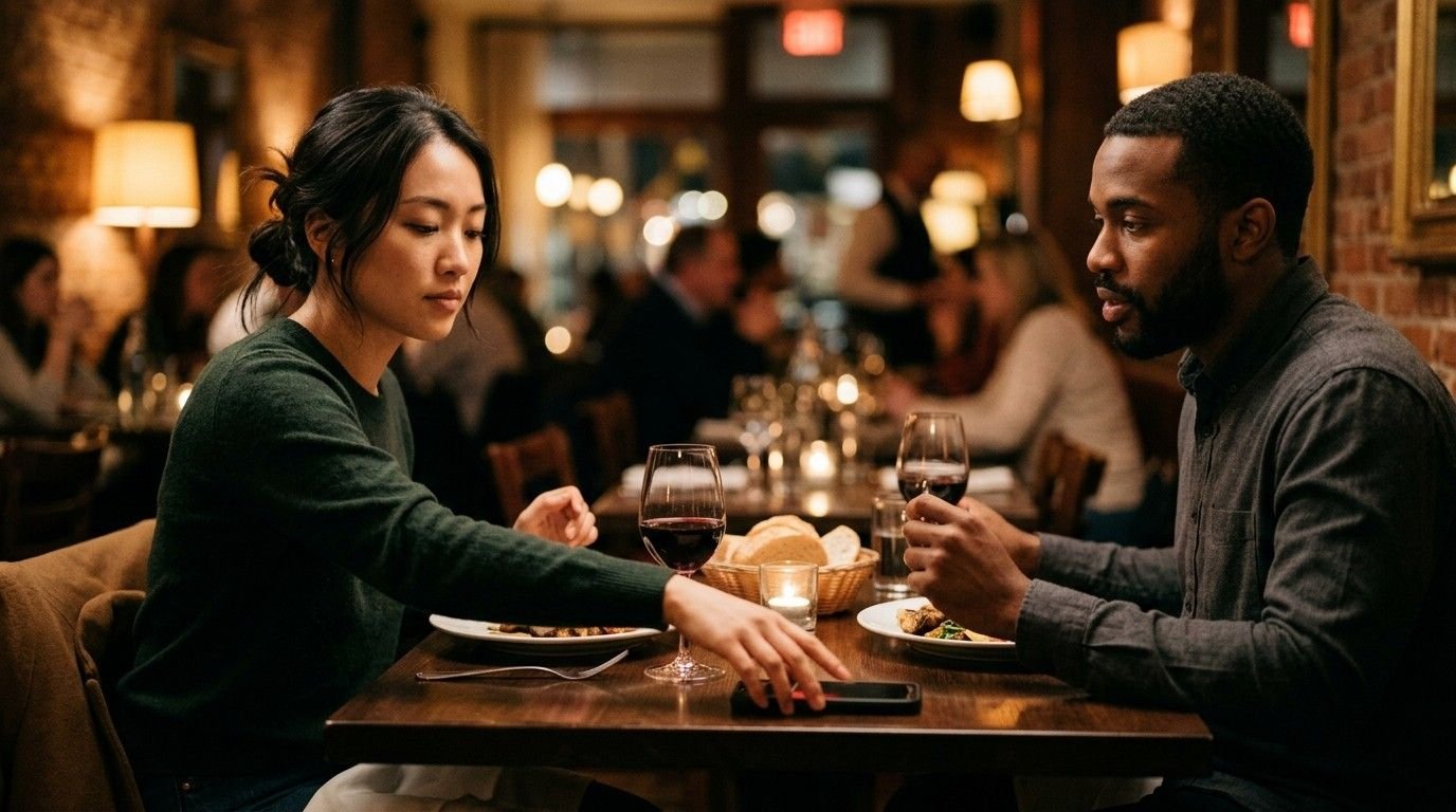 How Digital Minimalism Actually Saves Your Sanity 1 Woman-and-Man-Dinner-Distraction-Digital-Minimalism
