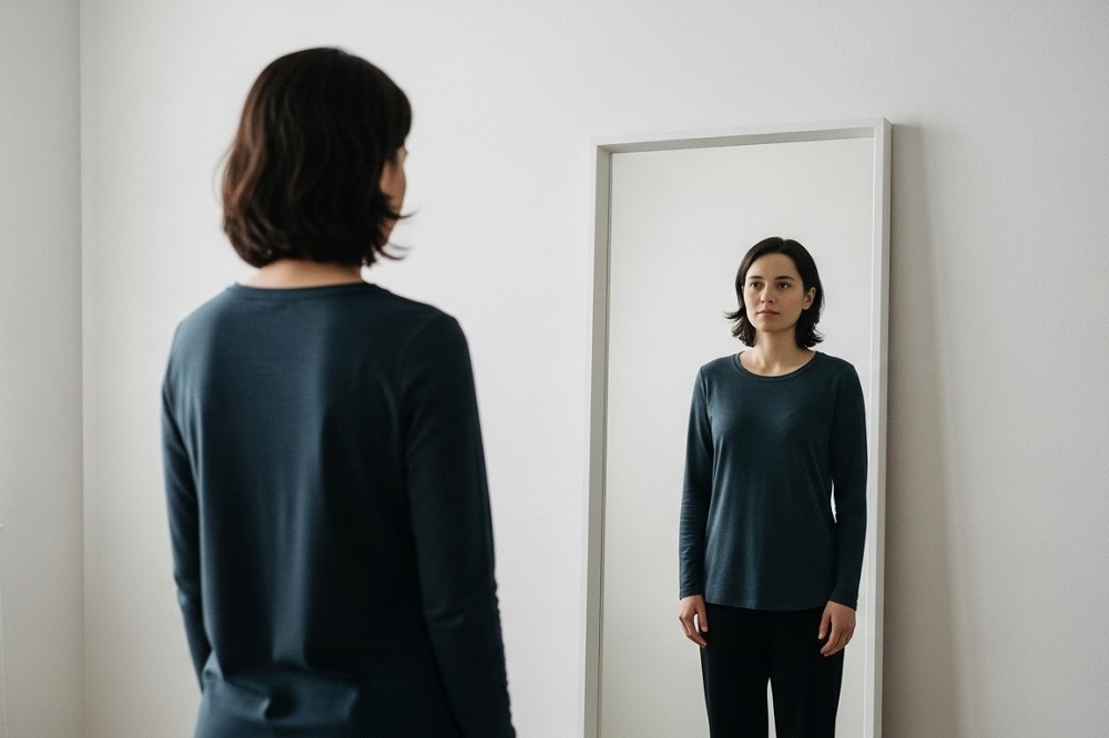 Woman-Standing-In-Front-of-Mirror