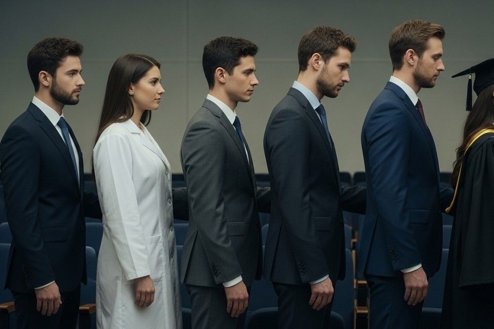 Group-Facing-Same-Direction-Nodding-In-Unison