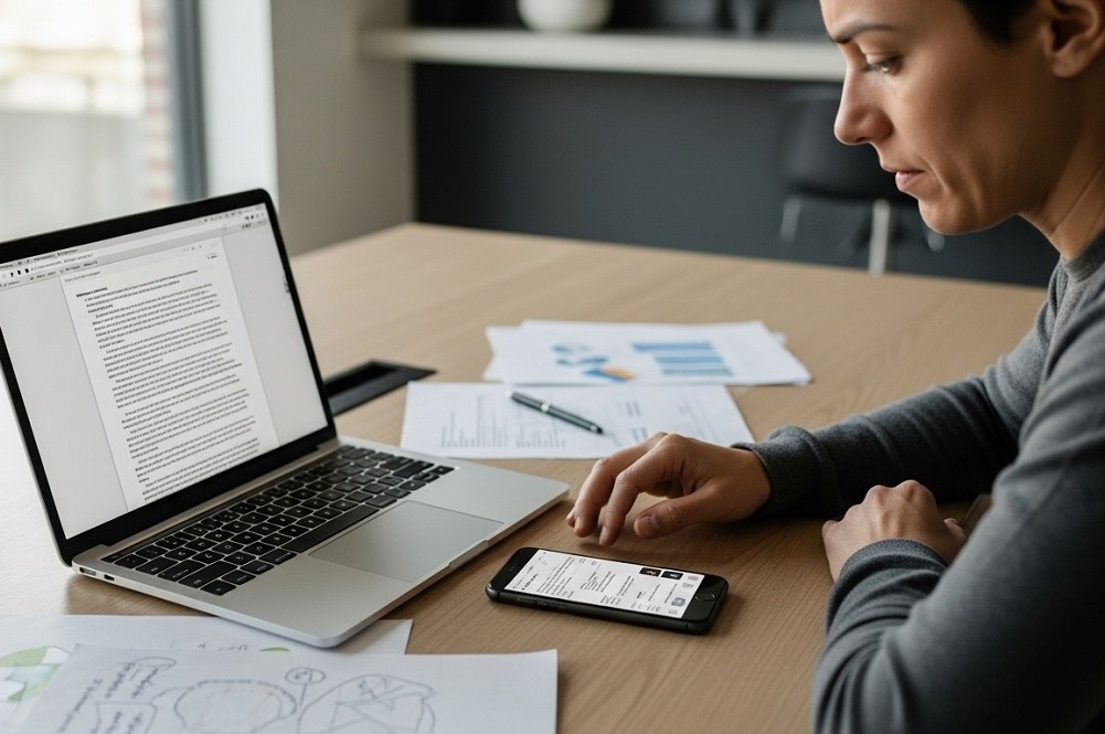 Man-Keeps-Checking-Phone-While-Working