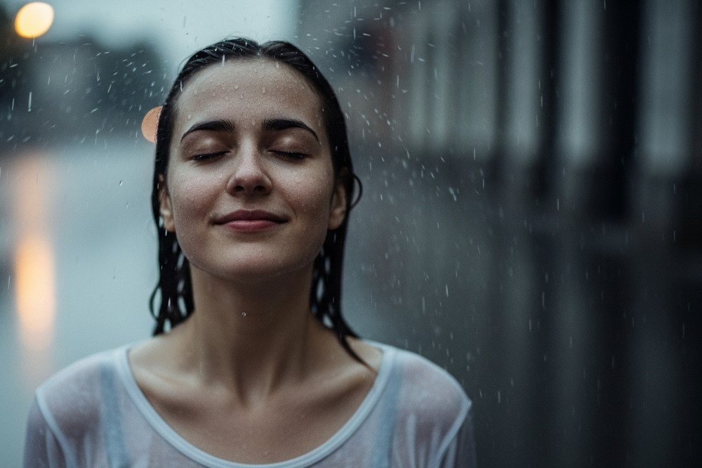 Woman-Smiling-in-the-Rain