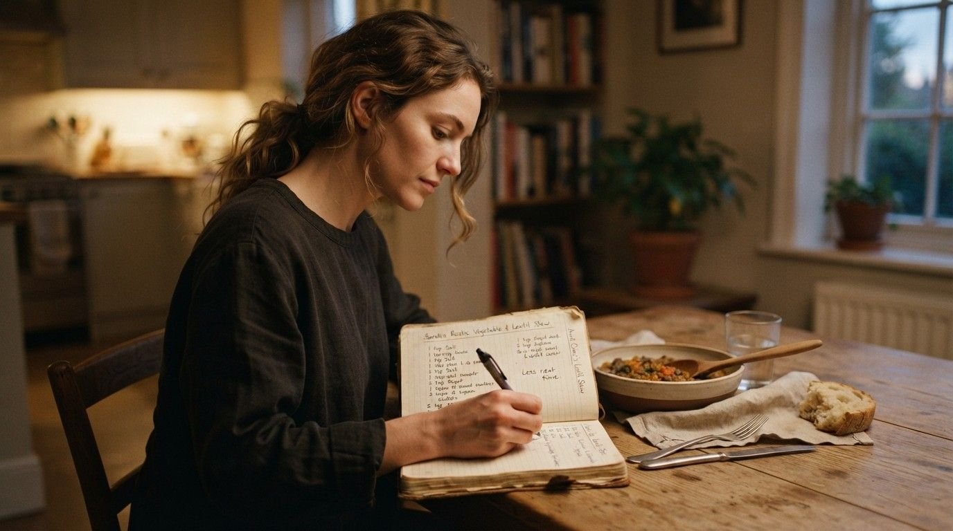 Woman-Writing-Recipe-Notes-Regret