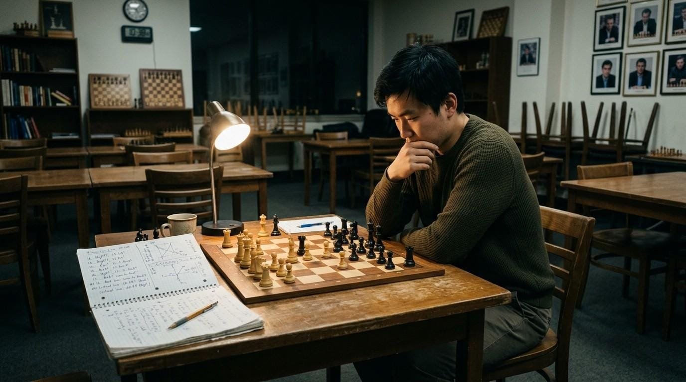 Chess Player Studying Moves Deliberate Practice