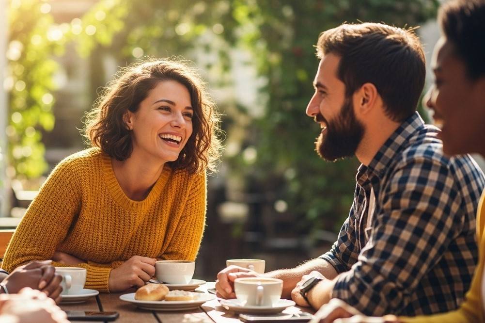 Confident-Woman-Talking-With-Small-Group