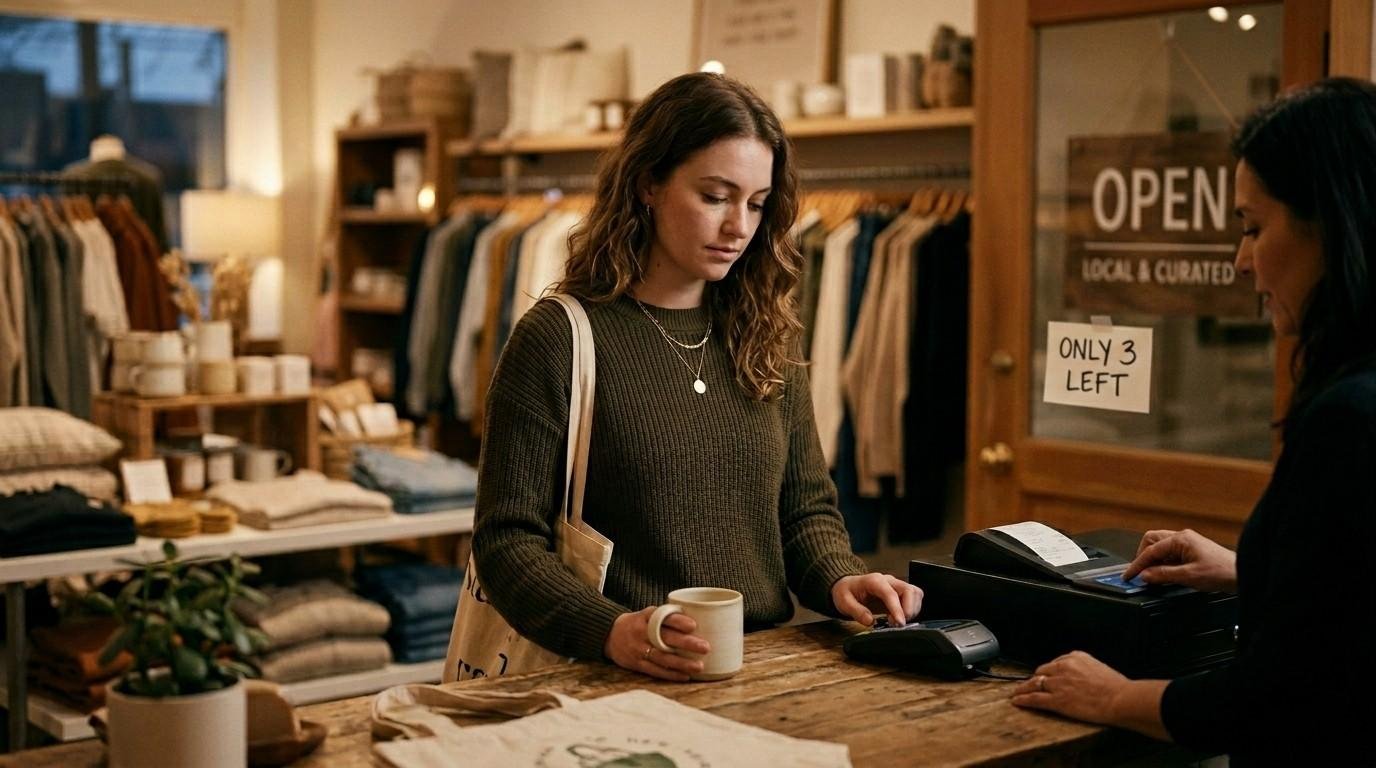 Shopper-At-Boutique-Checkout-Counter-Persuasive-Techniques