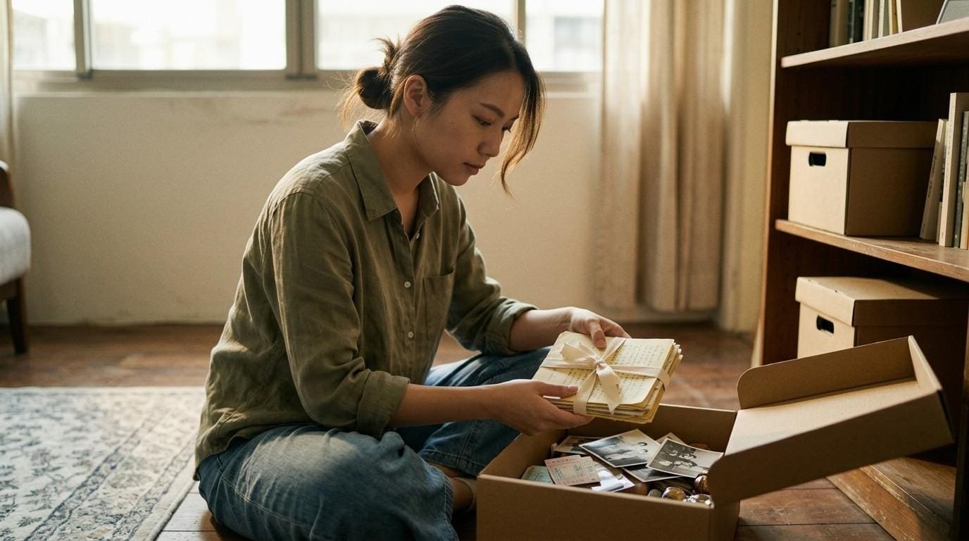Woman-Organizing-Old-Letters-Let-Go-of-the-Past