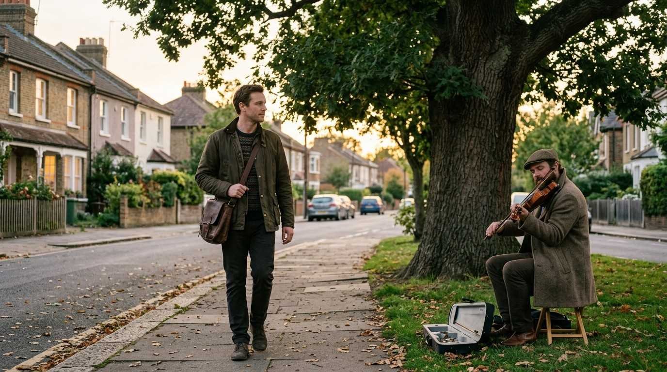 Man-Notices-Street-Musician-Positive-Emotions