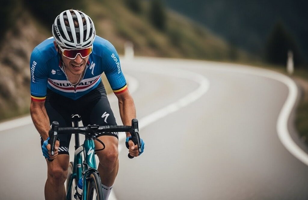 Professional-Cyclist-Going-Up-Steep-Mountain-Road