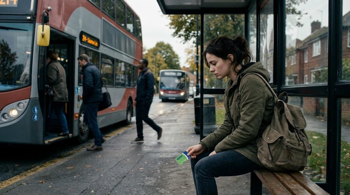 Commuter-Thinking-At-Bus-Stop-Negative-Thought