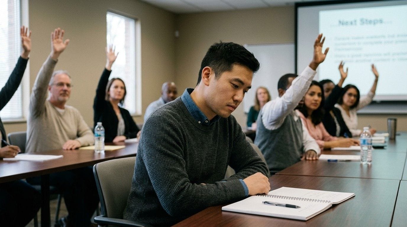 Get Things Done: The System That Works When Willpower Doesn't 2 Man-At-Seminar-Not-Raising-Hand-Limiting-Beliefs