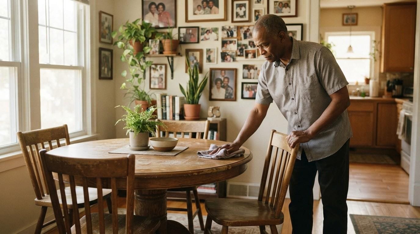 Man-Dusting-Dining-Table-Grief-and-Loss