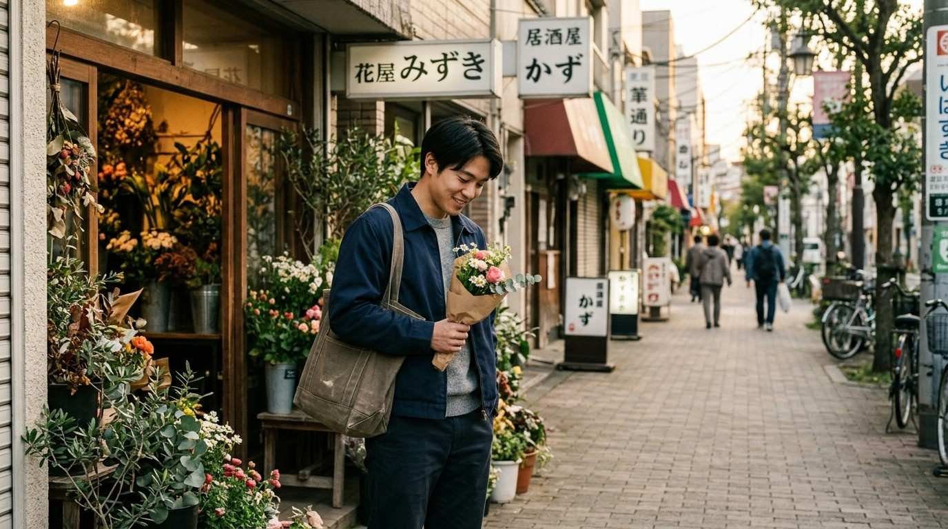 Man-Buys-Flowers-From-Florist-Seize-the-Day