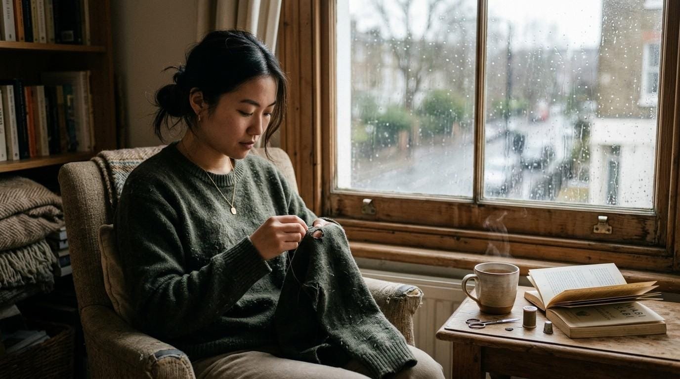 Neurodiversity: When Fitting In Becomes a Full-Time Job 2 Woman-Sewing-Sweater-By-Window-Wabisabi