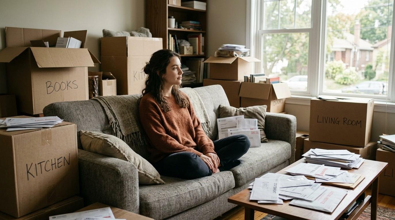 Woman Sitting On Sofa Calm Manage Stress