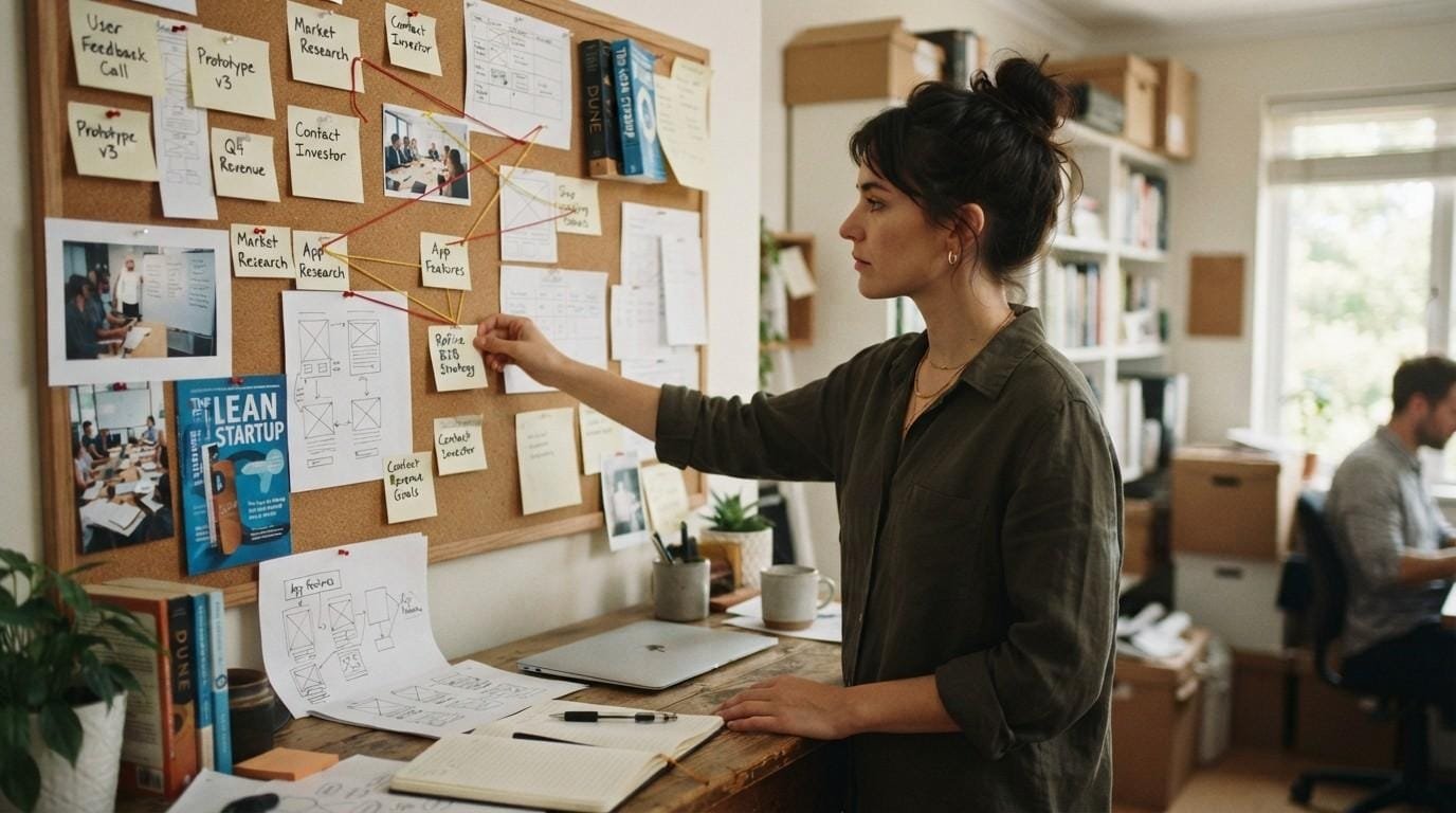 The Digital Hypnosis: Why You Can’t Stop the Doomscrolling Spiral 2 Entrepreneur-Looking-at-Notice-Board-Manifestation-Methods