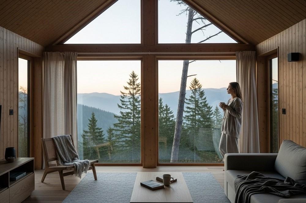 Woman-in-a-minimalist-cabin