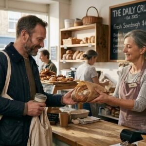 What Bed Rotting Is Really Hiding About Modern Exhaustion 2 Man-at-Bakery-Greeting-Baker-Happy-People