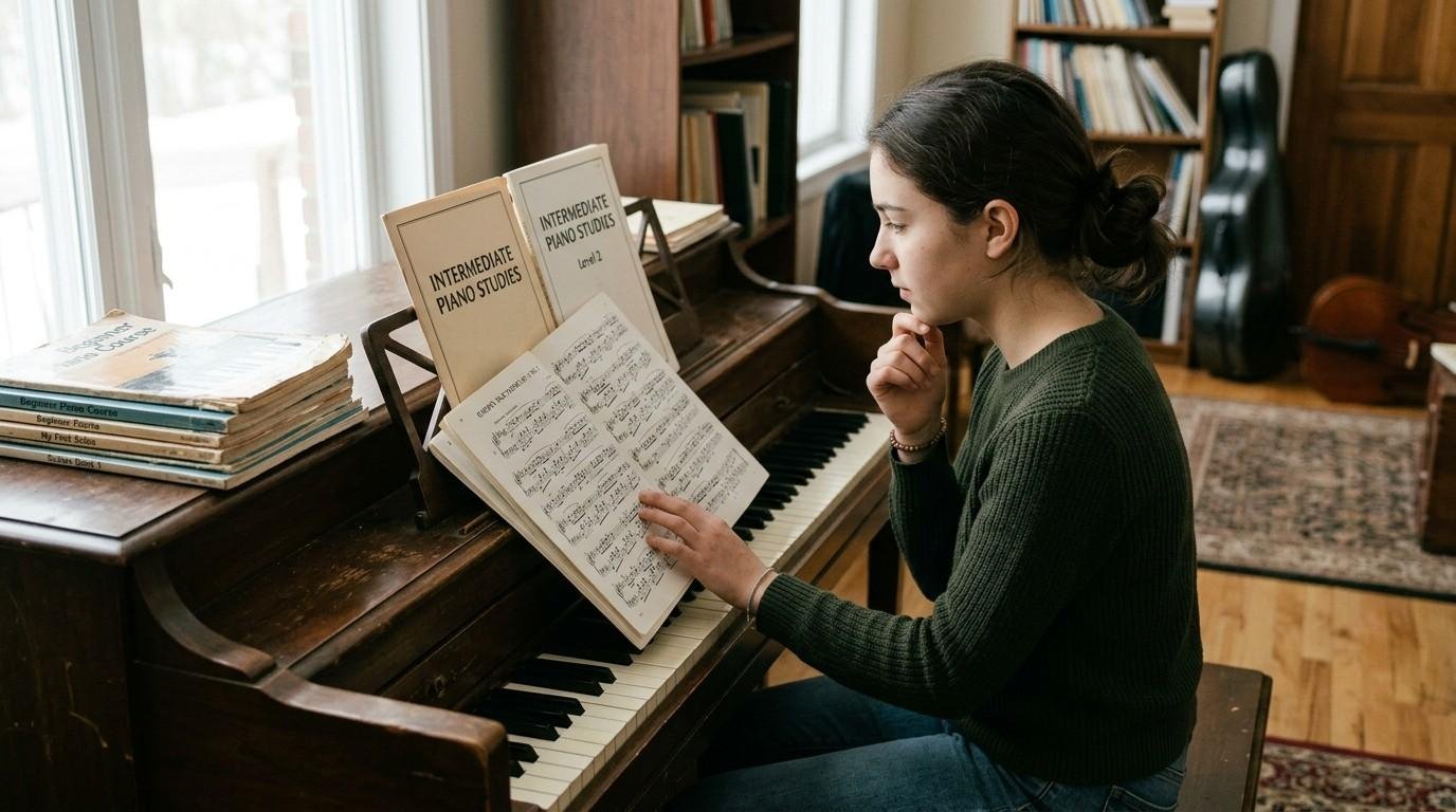 Teenage-Student-Opening-Music-Book-Next-Level