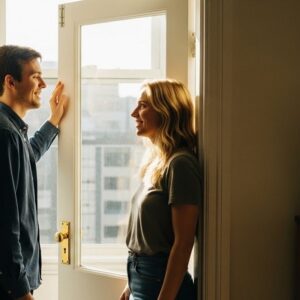 A-Couple-Standing-By-Doorway-Smiling-Situationship