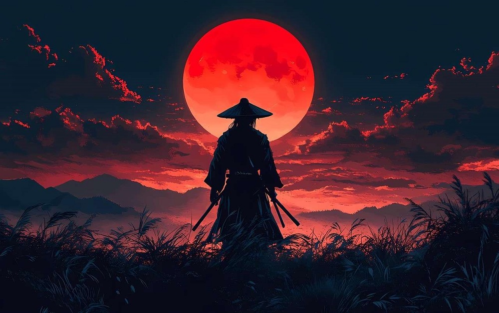 Samurai-Facing-Sunset-Stay-Calm