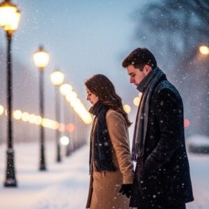 Cuffing-Season-Young-Couple-Walking-On-Snowy-street