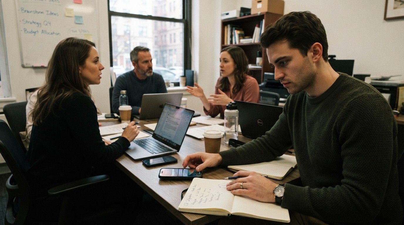 Employee-Glancing-at-Smartphone-Brain-Rot