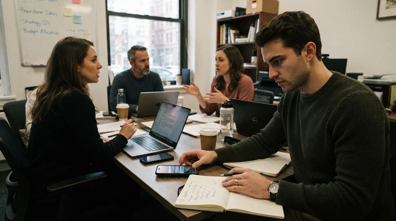 Employee-Glancing-at-Smartphone-Brain-Rot