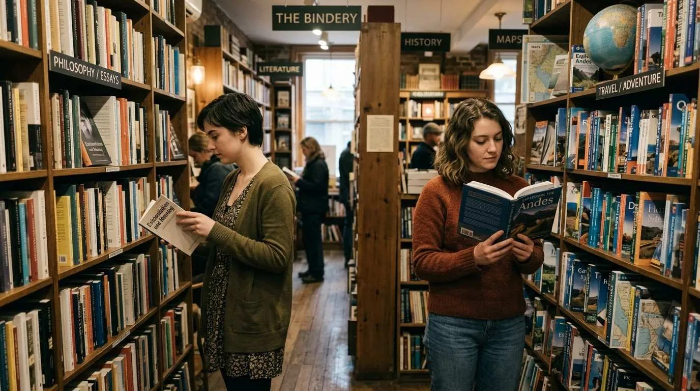 Friends-Browsing-Bookshop-Sections-Outgrowing-People