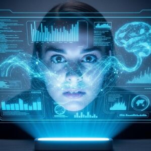 Girl-staring-at-glowing-interface-AI-Anxiety